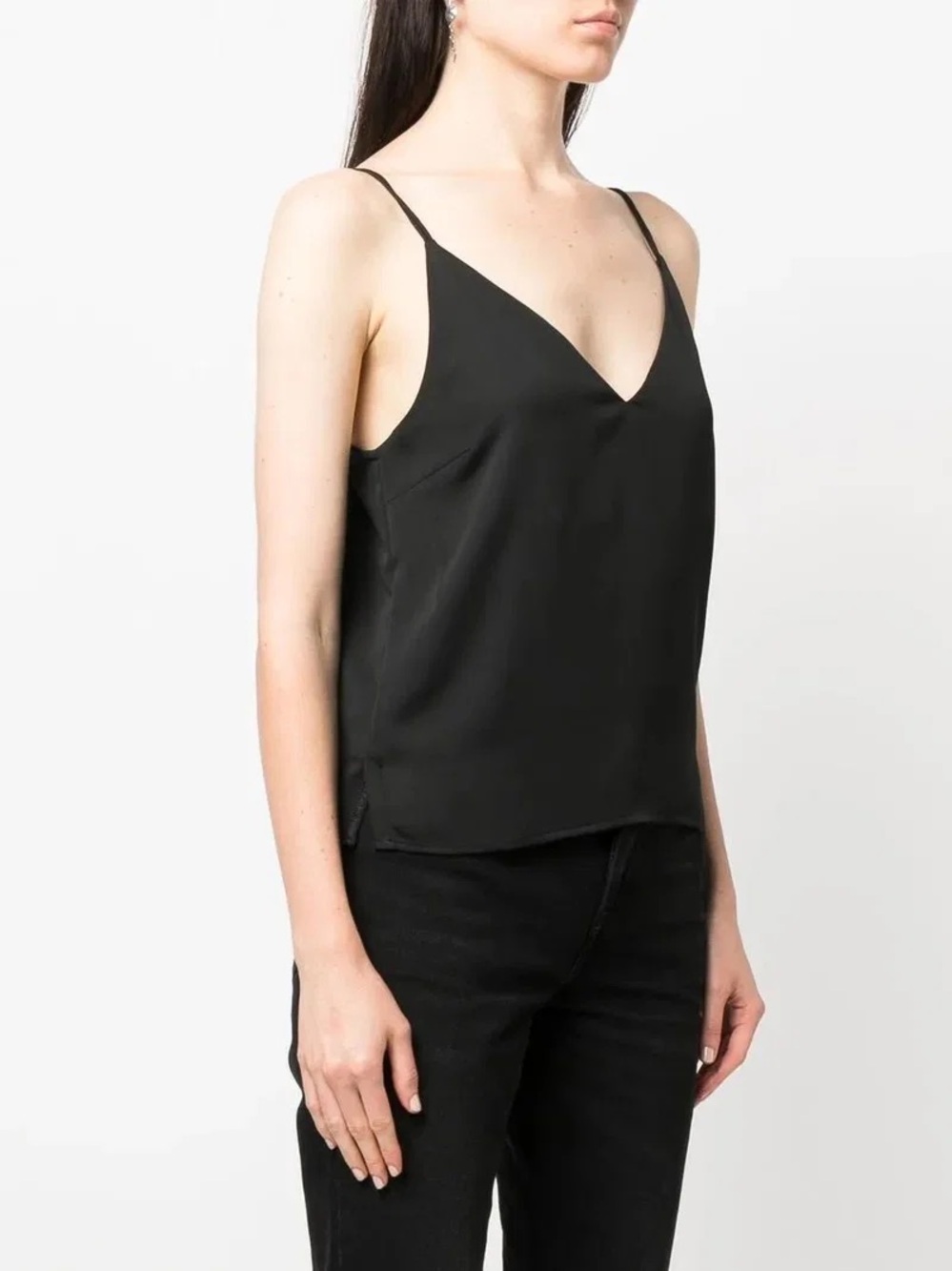 Calvin Klein Black V-Neck Silk Cami Top L